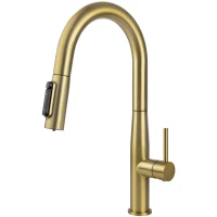 Смеситель для кухни Kaiser Vita 43344-3 с подключением к фильтру, выдвижным изливом, золотой матовый