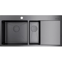 Кухонная мойка Omoikiri Akisame 100-2-GM-L 4973103 100x51 см, вороненая сталь