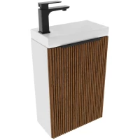 Тумба под раковину ЗОВ Монови Слим MS40T 41,4 см R, подвесная, белый матовый/тростник