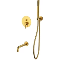 Смеситель для ванны Whitecross Y YSET06GLB встраиваемый, с душевым гарнитуром, золотой матовый