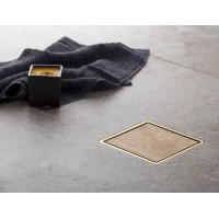 Душевой трап Pestan Confluo Standard Dry Ceramic Gold 2 13000124 94x94/50 мм, с решеткой, под плитку, золотой