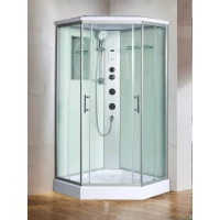 Душевая кабина WeltWasser Nesse 1004 10000003285 100x100x217 см, с крышей, гидромассажем, низкий поддон, профиль матовый хром, стекло прозрачное