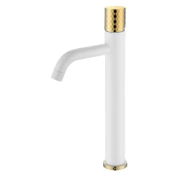 Смеситель для раковины Boheme Stick Diamond 122-WG белый глянец/золотой