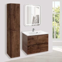 Комплект мебели темное дерево 65 см Vincea Mia VMC-2MA650RW + VCB-3M650W + VLM-2D550