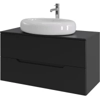Тумба с раковиной Orange Line Li-100TubMDF+B08-640W 100,4 см, подвесная, со столешницей, черный матовый
