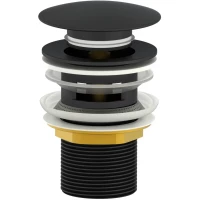 Донный клапан для раковины Wonzon & Woghand WW-88SS01-MB с переливом, черный матовый