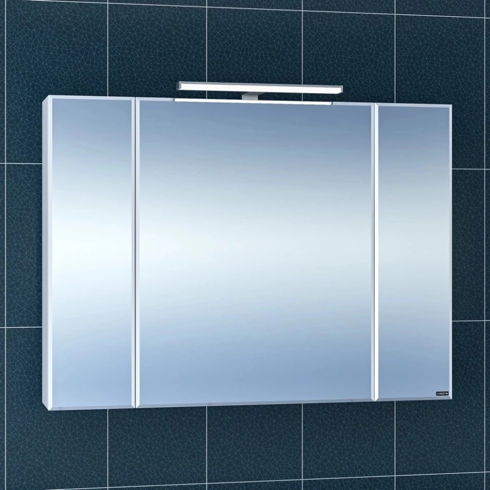Зеркальный шкаф 97x73 см белый глянец Санта Стандарт 113013 универсальный зеркальный шкаф санта аврора 60 700333