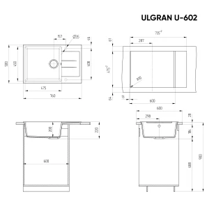 Изображение товара кухонная мойка ulgran песочный u-602-302