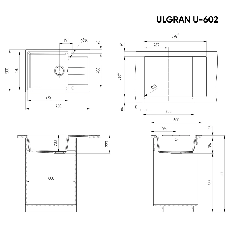 Кухонная мойка Ulgran песочный U-602-302