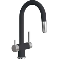 Смеситель для кухни Florentina Маэстро 337.03Н.2123.501C с подключением к фильтру, выдвижным изливом, нержавеющая сталь/нуар классик