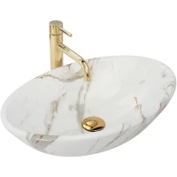 Раковина-чаша Rea Pamela REA-U9685 53x33 см, накладная, белый мрамор