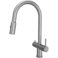 Смеситель для кухни KuchenStern Brunn FS 751SS80 с подключением к фильтру, выдвижным изливом, нержавеющая сталь