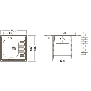 Изображение товара кухонная мойка матовая сталь ukinox стандарт std600.600 ---4c 0r-