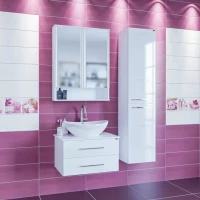 Комплект мебели белый глянец 70 см Санта Вегас 226014L + Gamma56 + 700179