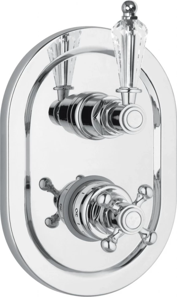 Встраиваемый термостат для ванны на 2 выхода с девиатором  хром, ручка Swarovski Cezares Vintage VINTAGE-VDIM2-T-01-Sw - фото 1