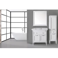 Комплект мебели белый серебряная патина 86 см с зеркалом ASB-Woodline Гранда