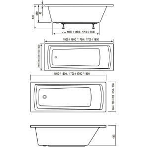 Изображение товара акриловая ванна 150x70 см ravak domino plus c641r00000