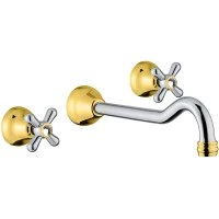 Смеситель для раковины Webert Armony AM750404017 встраиваемый, без донного клапана, хром/золотой