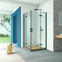 Душевой уголок Vegas Glass AFA Retta 90 02М 02 90x90 см, профиль черный матовый, стекло шиншилла