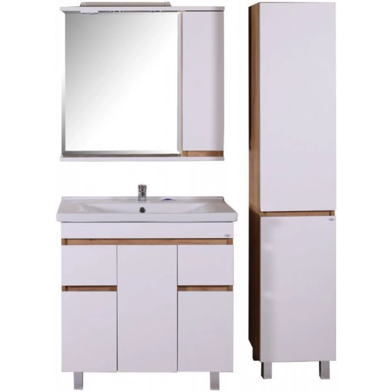 Зеркальный шкаф 80x74,4 см белый/дуб золотой R ASB-Mebel Марко