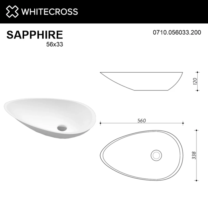 Раковина 56x33,8 см Whitecross Sapphire 0710.056033.200