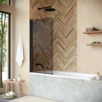 Шторка на ванну Vegas Glass EV LUX 75 02M 07 L 75 см L, профиль черный матовый, стекло графитовое