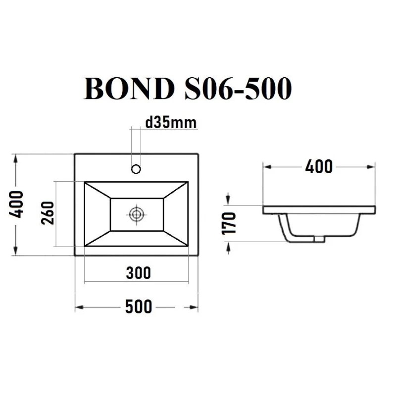 Раковина 50x40 см Bond Cube S06-500