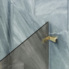 Изображение товара шторка на ванну maybahglass mgv-647-3 40,5 см r, профиль золотой матовый, стекло бронза матовая