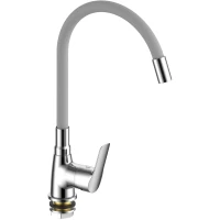 Смеситель для кухни Voda Spring SG519G с гибким изливом, хром/серый