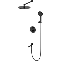 Душевой комплект Oliveeka Y OL-939017-MB 300 мм, со смесителем, черный матовый