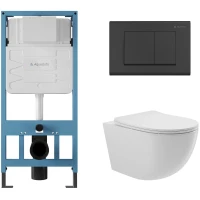 Комплект подвесной унитаз Aqueduto Ovo OVO0110 + система инсталляции Aqueduto Tecnica Quadrado  TEC01 + QUA0140