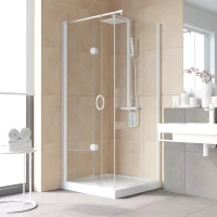 Душевой уголок Vegas Glass GPS-Fis LUX 90*90 01 01 L 90x90 см L, профиль белый, стекло прозрачное
