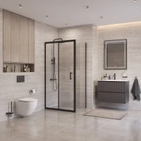 Душевой уголок BelBagno Uno UNO-195-AH-1-110/70-C-NERO 110x70 см, профиль черный матовый, стекло прозрачное