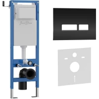 Инсталляция для унитаза Iberica Blanca Silencio Mini Crystal-R IB.001M.2211 с кнопкой смыва, черный глянец/хром