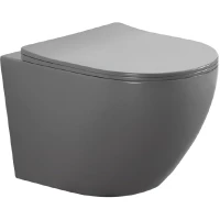 Унитаз подвесной Aquatek Европа AQ1901-MG безободковый, с сиденьем микролифт, серый матовый