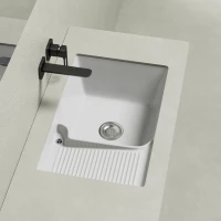 Раковина Abber Rechteck AC2225L 54x42 см L, над стиральной машиной, встраиваемая снизу, белый