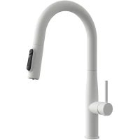 Смеситель для кухни Kaiser Vita 43344-4 с подключением к фильтру, выдвижным изливом, белый матовый