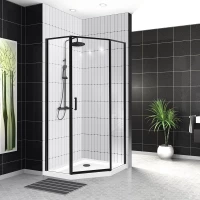 Душевой уголок 100x100 см BelBagno UNO-195-P-1-100-C-NERO прозрачное