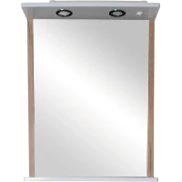 Зеркало ASB-Mebel Альпина 11766 55,4x72,2 см, с подсветкой, выключателем, белый/дуб золотой