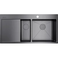 Кухонная мойка Omoikiri Akisame 100-2-GM-R 4973104 100x51 см, вороненая сталь