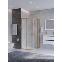 Душевой уголок Cezares Plane PLANE-R-2-90-C-BORO 90x90 см, профиль золотой матовый, стекло прозрачное