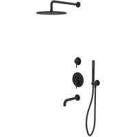 Душевой комплект Whitecross Y YSET07BL 300 мм, со смесителем, черный матовый