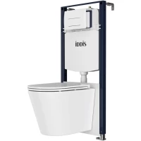 Комплект инсталляция с унитазом IDDIS Profix CAQPO1GWi73 с кнопкой смыва, белый + унитаз подвесной IDDIS Calipso безободковый, торнадо, с сиденьем микролифт, белый