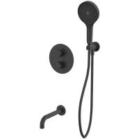 Термостат для ванны Whitecross Y YSET10TOPBL встраиваемый, с душевым гарнитуром, черный матовый