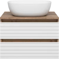 Тумба под раковину Brevita Dakota DAK-09060-19/01-2Я 60,4 см, подвесная, со столешницей, белый матовый/дуб галифакс