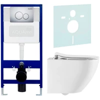 Комплект подвесной унитаз AQUAme AQM2002PRO + система инсталляции AQUAme AQM4002 + AQM0005 + AQM4101CR