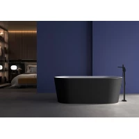 Акриловая ванна Abber AB9209MB 170x80 см, отдельностоящая, черный матовый/белый