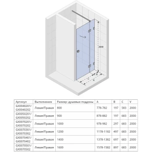 Изображение товара душевая дверь 98,2 см riho scandic x104 r g001024120 прозрачное