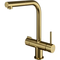 Смеситель для кухни WasserKRAFT A8987 с подключением к фильтру, выдвижным изливом, золотой матовый