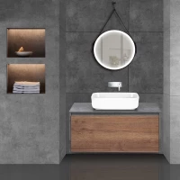 Комплект мебели дуб табачный/бетон 100 см Vincea Mesa VMC-2MS100TB + VBS-105 + VLM-2N600+